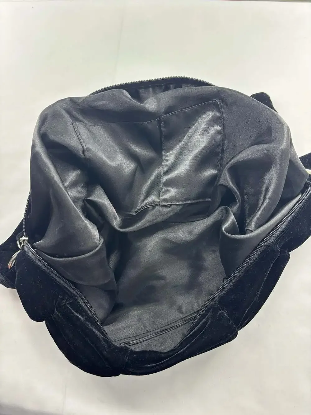 Black Velvet Hobo Shoulder Bag with Silver Rings
